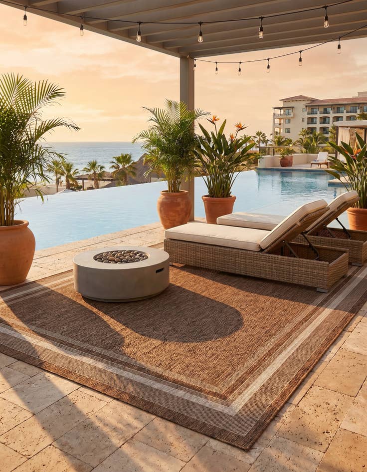 Detail image of 7' x 10' Easy-Clean Border Indoor / Outdoor Rug