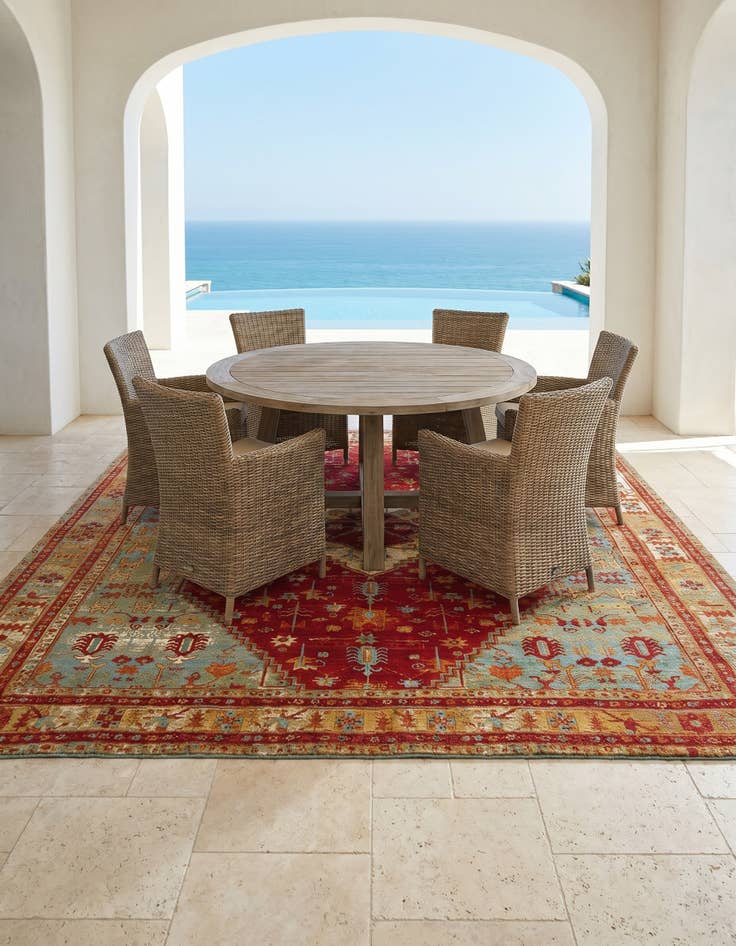 Detail image of 10' x 10' Easy-Clean Traditional Indoor / Outdoor Square Rug