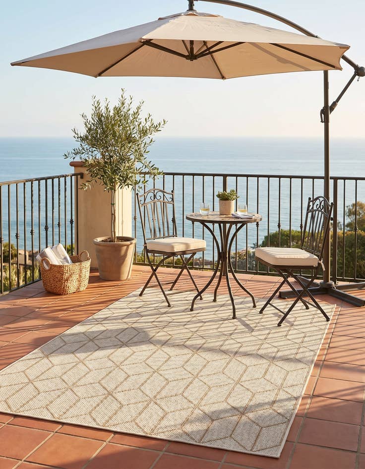 Detail image of 5' 3 x 8' Easy-Clean Trellis Indoor / Outdoor Rug