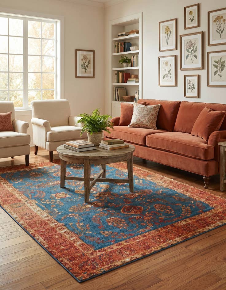 Detail image of 5' 3 x 8' Easy-Clean Traditional Indoor / Outdoor Rug