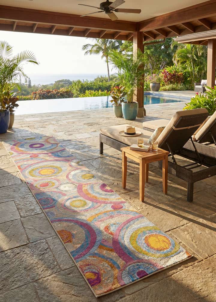 2' 7 x 12' Easy-Clean Modern Indoor / Outdoor Runner Rug