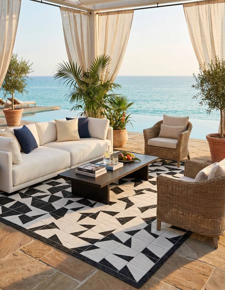 Detail image of 9' x 12' Easy-Clean Modern Indoor / Outdoor Rug