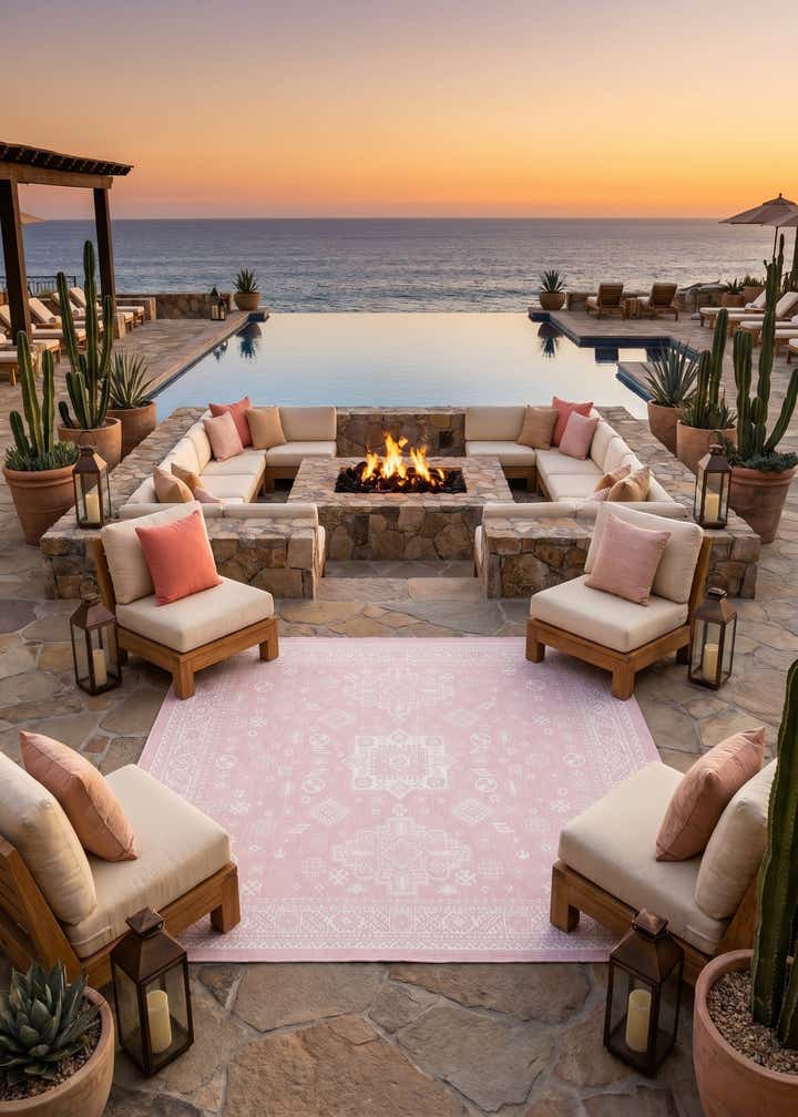 10' x 10' Easy-Clean Aztec Indoor / Outdoor Square Rug