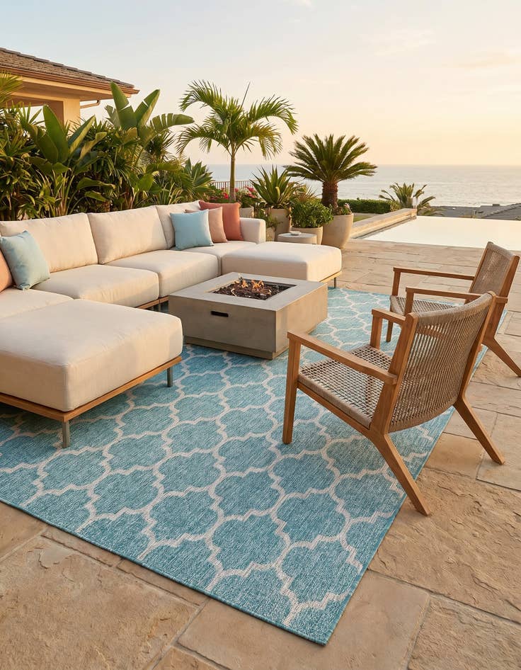 Detail image of 10' x 14' Easy-Clean Lattice Indoor / Outdoor Rug