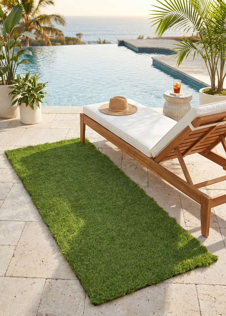 2' x 5' Easy-Clean Grass Indoor / Outdoor Runner Rug