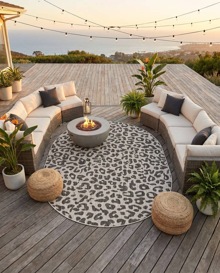 Detail image of 7' 10 x 10' Easy-Clean Safari Indoor / Outdoor Oval Rug