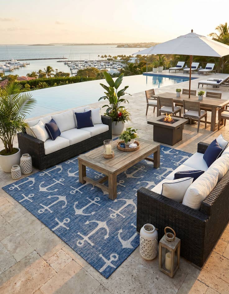 Detail image of 7' x 10' Easy-Clean Coastal Indoor / Outdoor Rug