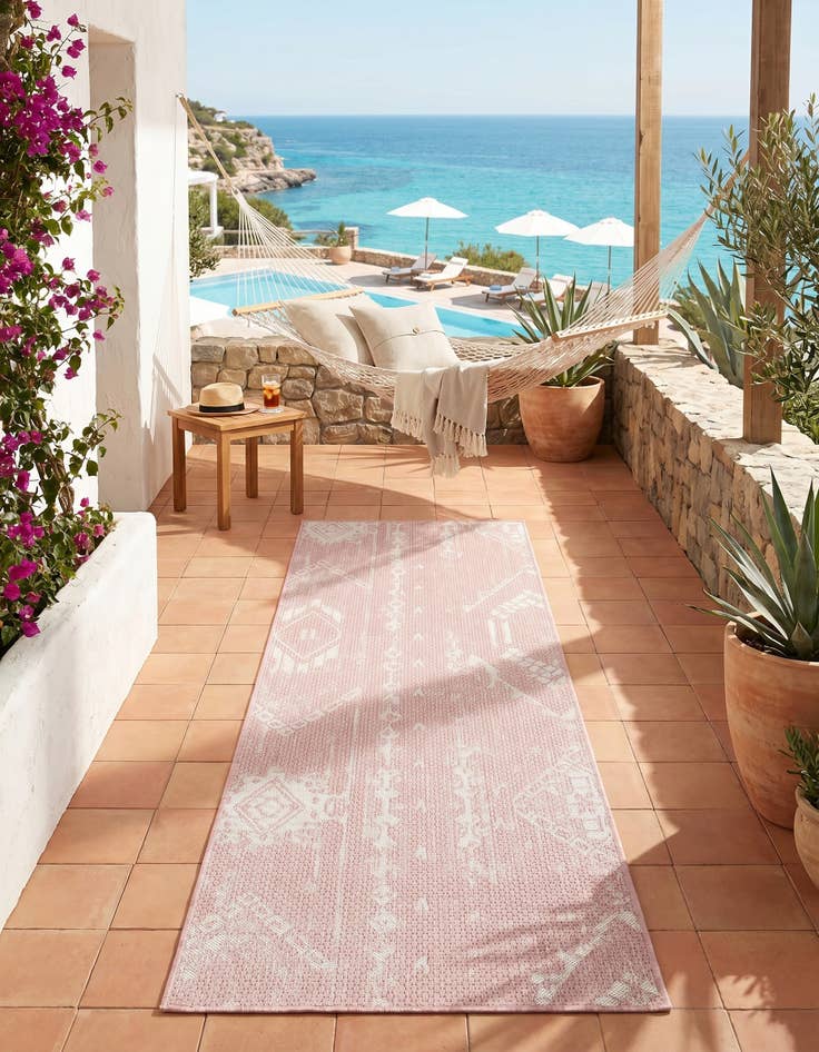 Detail image of 2' x 8' Easy-Clean Bohemian Indoor / Outdoor Runner Rug
