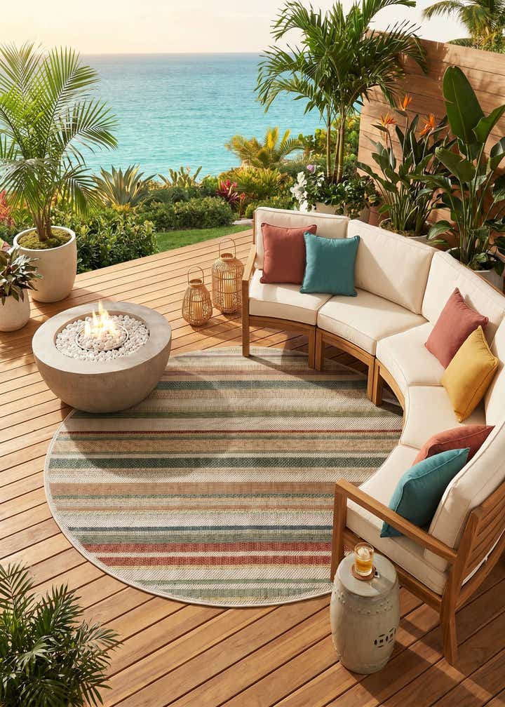 5' 3 x 5' 3 Easy-Clean Baja Indoor / Outdoor Round Rug