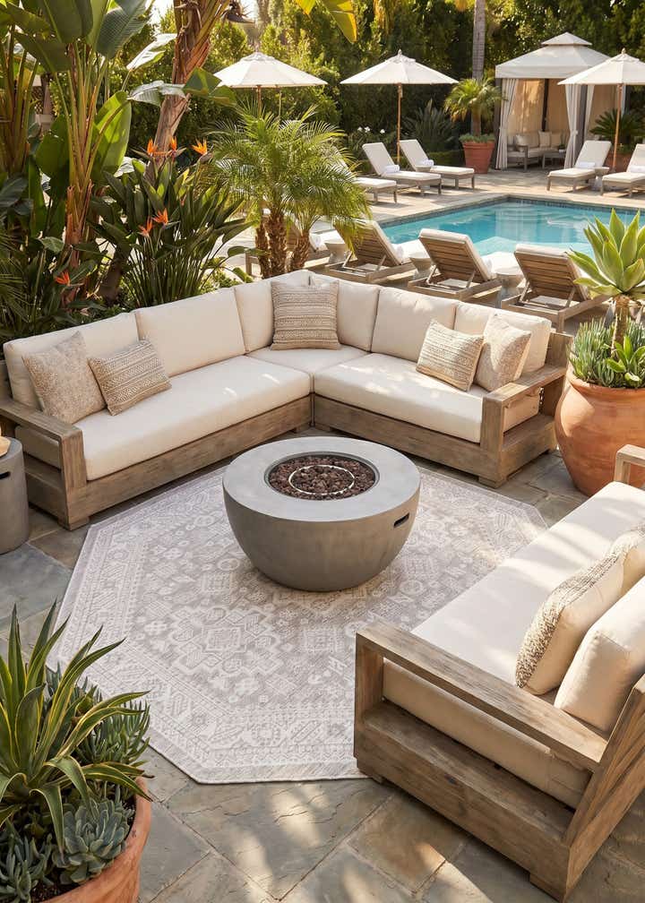7' 10 x 7' 10 Easy-Clean Aztec Indoor / Outdoor Octagon Rug