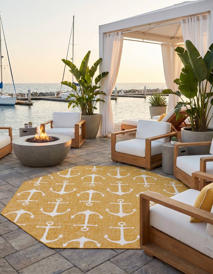 Detail image of 7' 10 x 7' 10 Easy-Clean Coastal Indoor / Outdoor Octagon Rug
