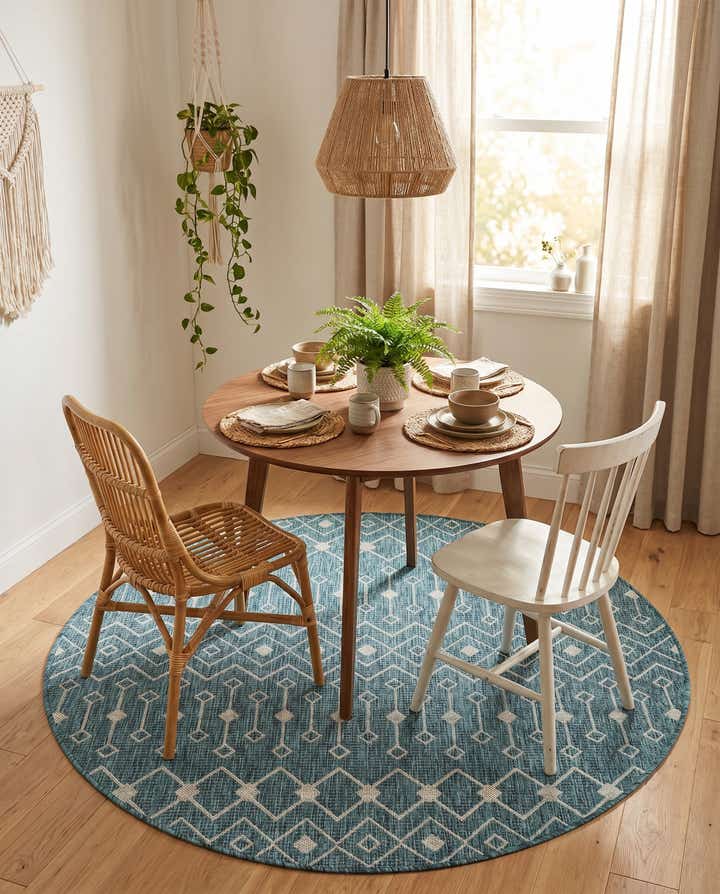 5' 3 x 5' 3 Easy-Clean Lattice Indoor / Outdoor Round Rug