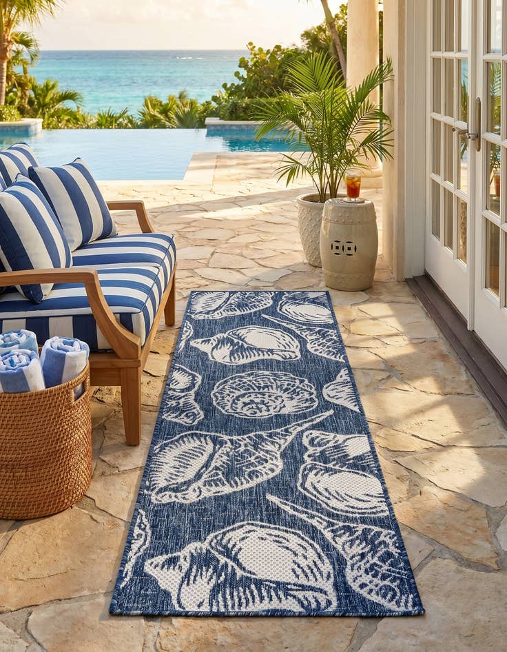 Detail image of 2' x 6' Easy-Clean Coastal Indoor / Outdoor Runner Rug