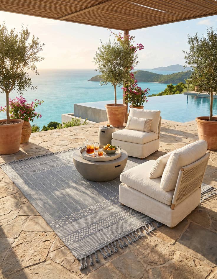 Detail image of 9' x 12' Easy-Clean Eco Bohemian Indoor / Outdoor Rug