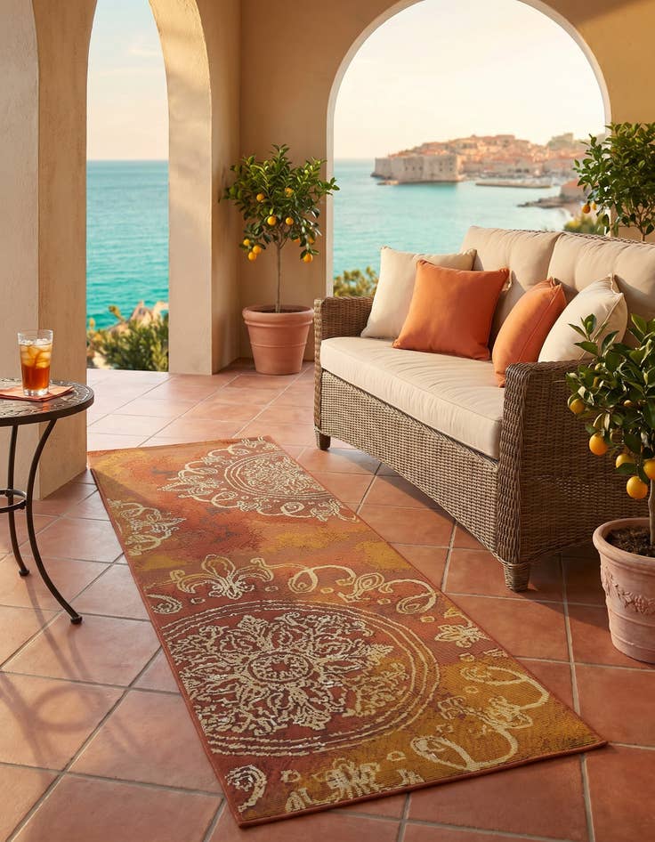 Detail image of 2' x 6' Easy-Clean Modern Indoor / Outdoor Runner Rug