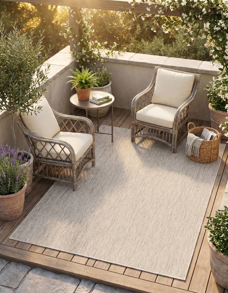 Detail image of 5' 3 x 8' Easy-Clean Solid Indoor / Outdoor Rug