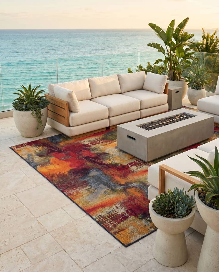 Detail image of 6' x 9' Easy-Clean Modern Indoor / Outdoor Rug