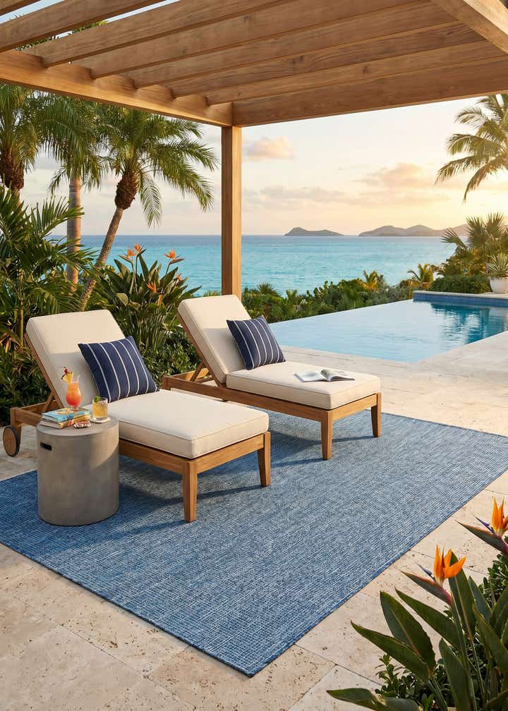 5' 3 x 8' Easy-Clean Solid Indoor / Outdoor Rug