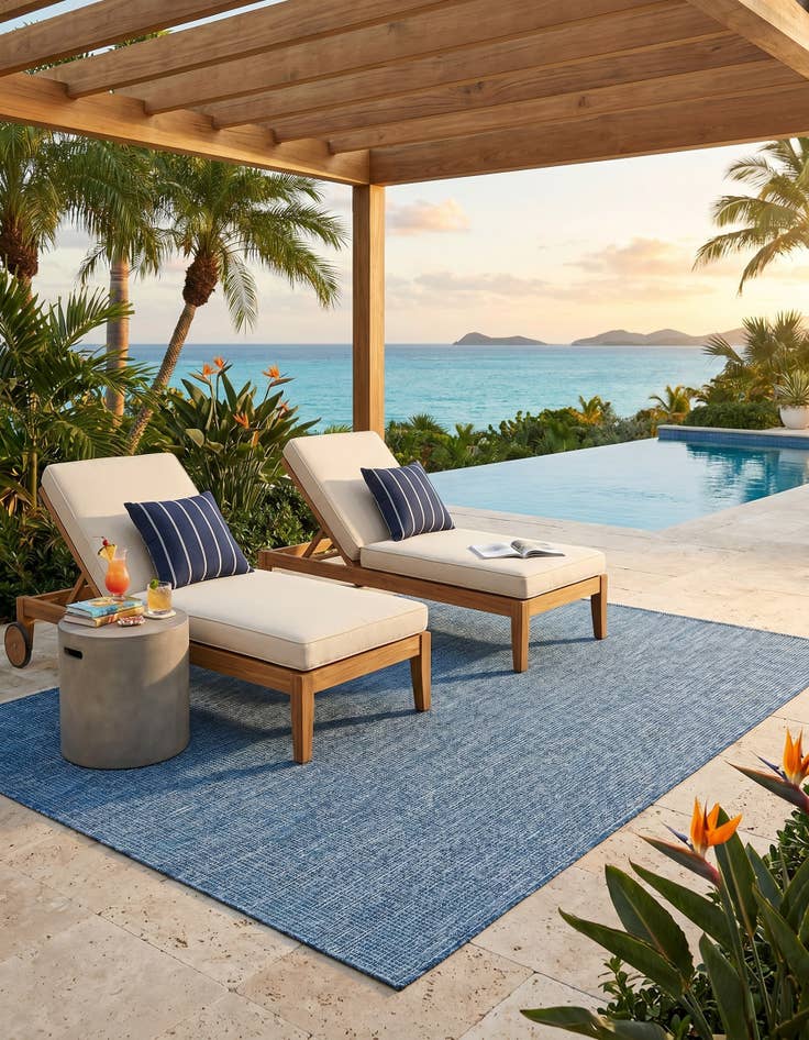 Detail image of 5' 3 x 8' Easy-Clean Solid Indoor / Outdoor Rug