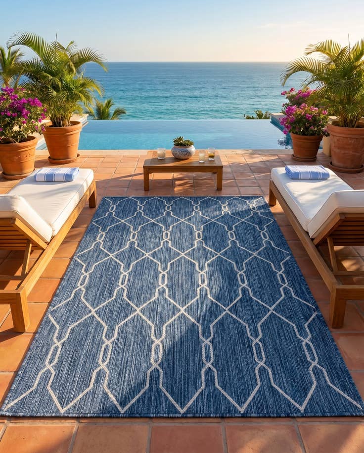 Detail image of 4' x 6' Easy-Clean Lattice Indoor / Outdoor Rug
