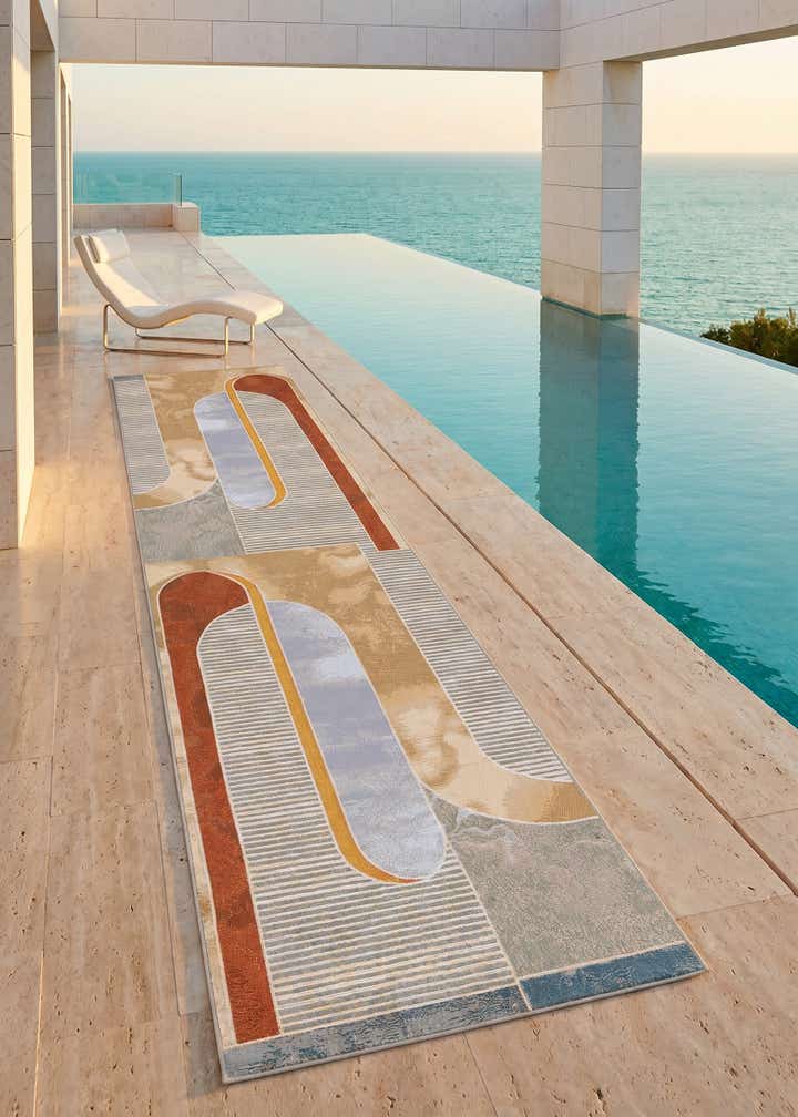 2' 7 x 12' Easy-Clean Modern Indoor / Outdoor Runner Rug