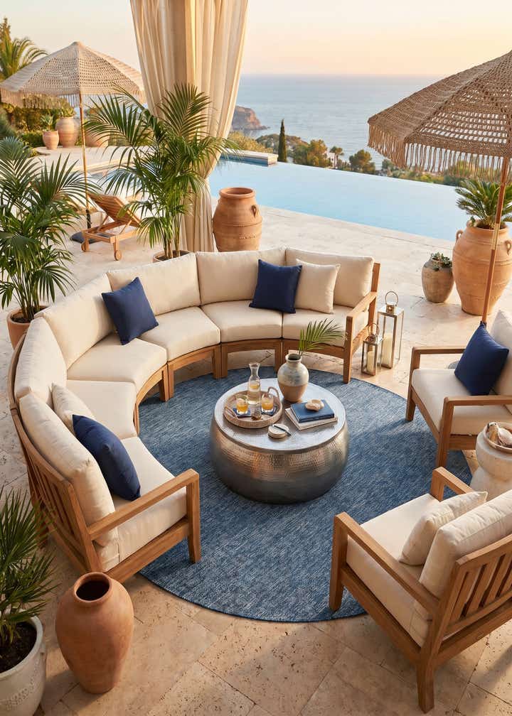 10' x 10' Easy-Clean Solid Indoor / Outdoor Round Rug