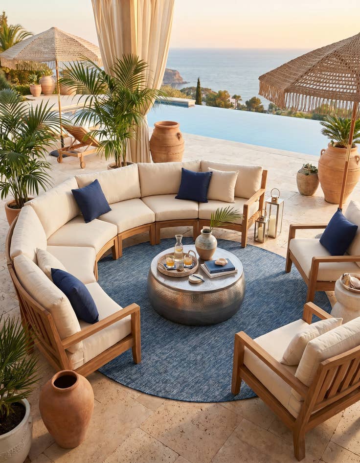 Detail image of 10' x 10' Easy-Clean Solid Indoor / Outdoor Round Rug