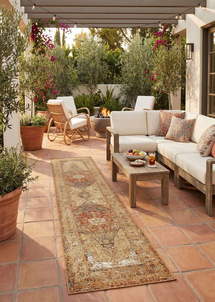 2' x 8' Easy-Clean Traditional Indoor / Outdoor Runner Rug