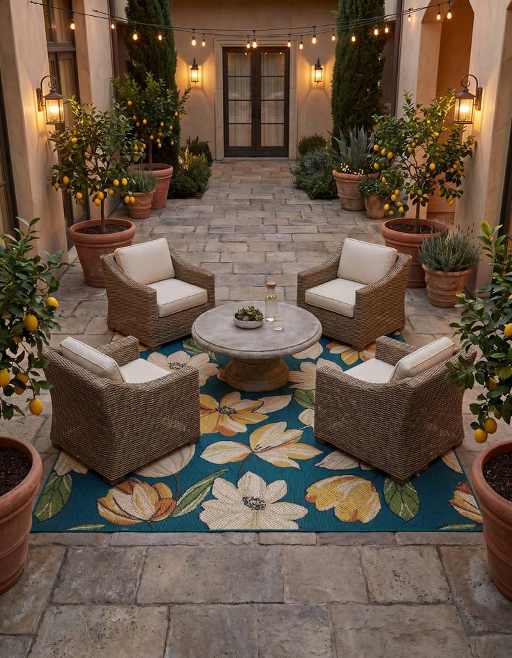 Detail image of 7' 10 x 7' 10 Easy-Clean Baja Indoor / Outdoor Square Rug