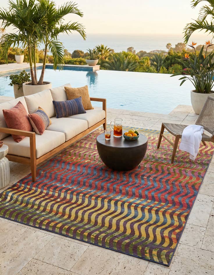 Detail image of 5' 3 x 8' Easy-Clean Modern Indoor / Outdoor Rug