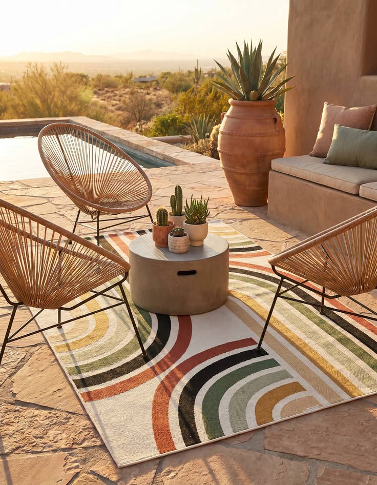 Detail image of 4' x 6' Easy-Clean Modern Indoor / Outdoor Rug