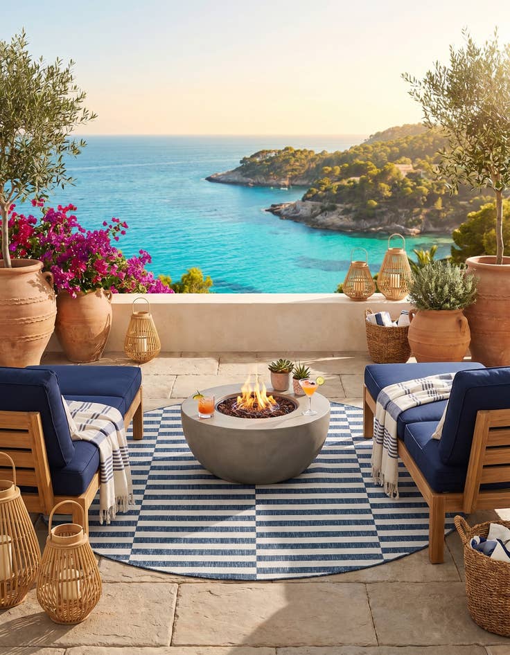 Detail image of 7' 10 x 7' 10 Easy-Clean Ribbon Indoor / Outdoor Round Rug