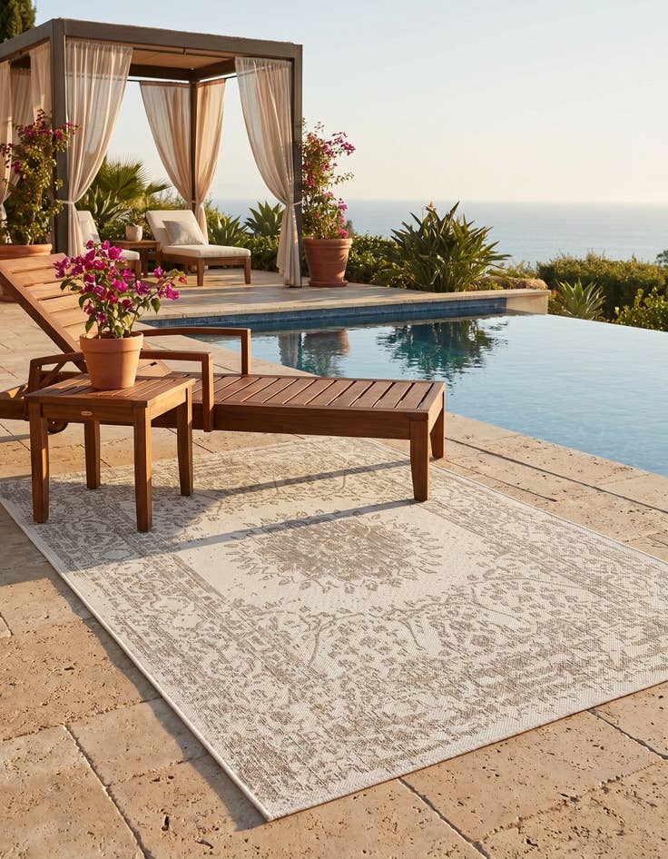 Detail image of 5' 3 x 7' Easy-Clean Traditional Indoor / Outdoor Rug