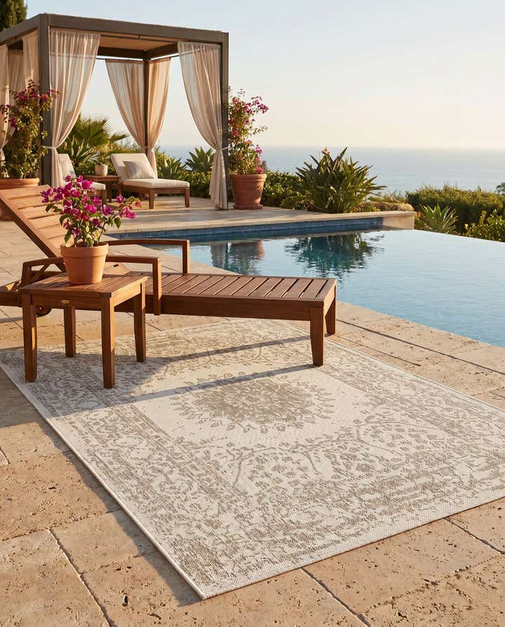 5' 3 x 7' Easy-Clean Traditional Indoor / Outdoor Rug