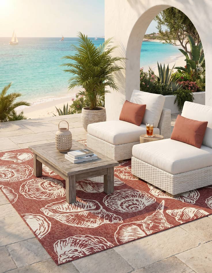 Detail image of 7' 10 x 7' 10 Easy-Clean Coastal Indoor / Outdoor Square Rug