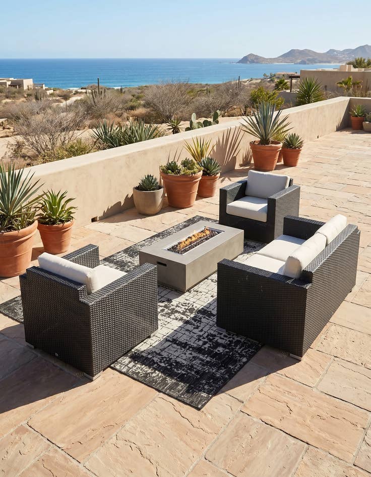 Detail image of 5' 3 x 8' Easy-Clean Modern Indoor / Outdoor Rug