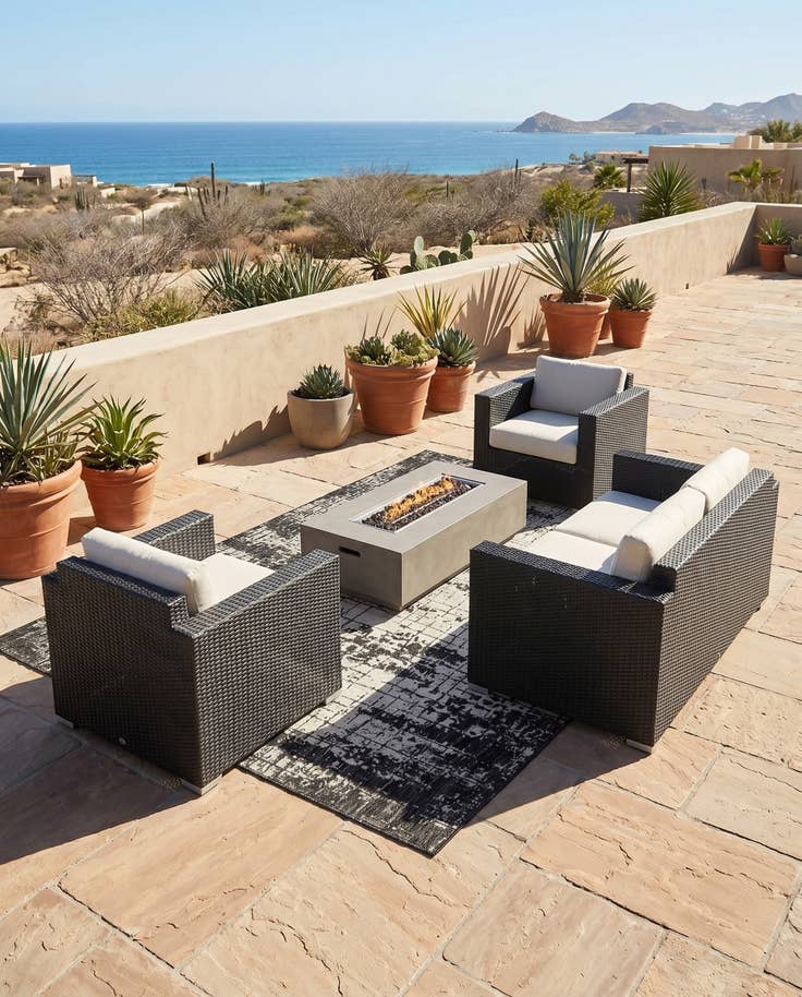 Detail image of 5' 3 x 8' Easy-Clean Modern Indoor / Outdoor Rug