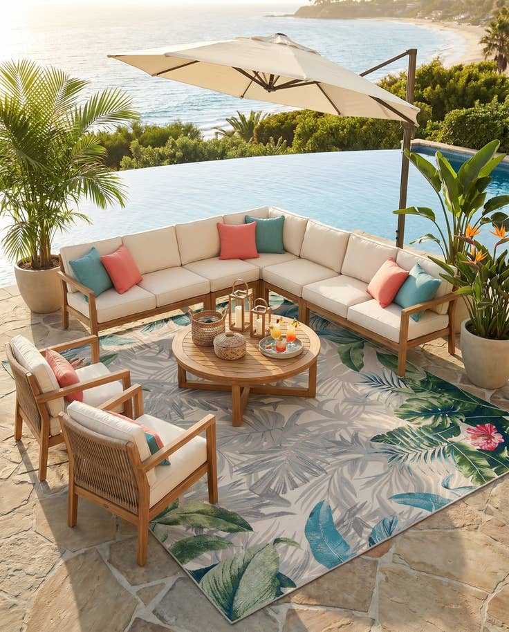 Detail image of 10' x 12' Easy-Clean Botanical Indoor / Outdoor Rug