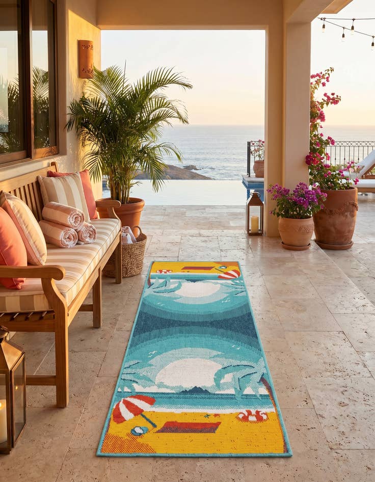 Detail image of 2' x 5' Easy-Clean Coastal Indoor / Outdoor Runner Rug