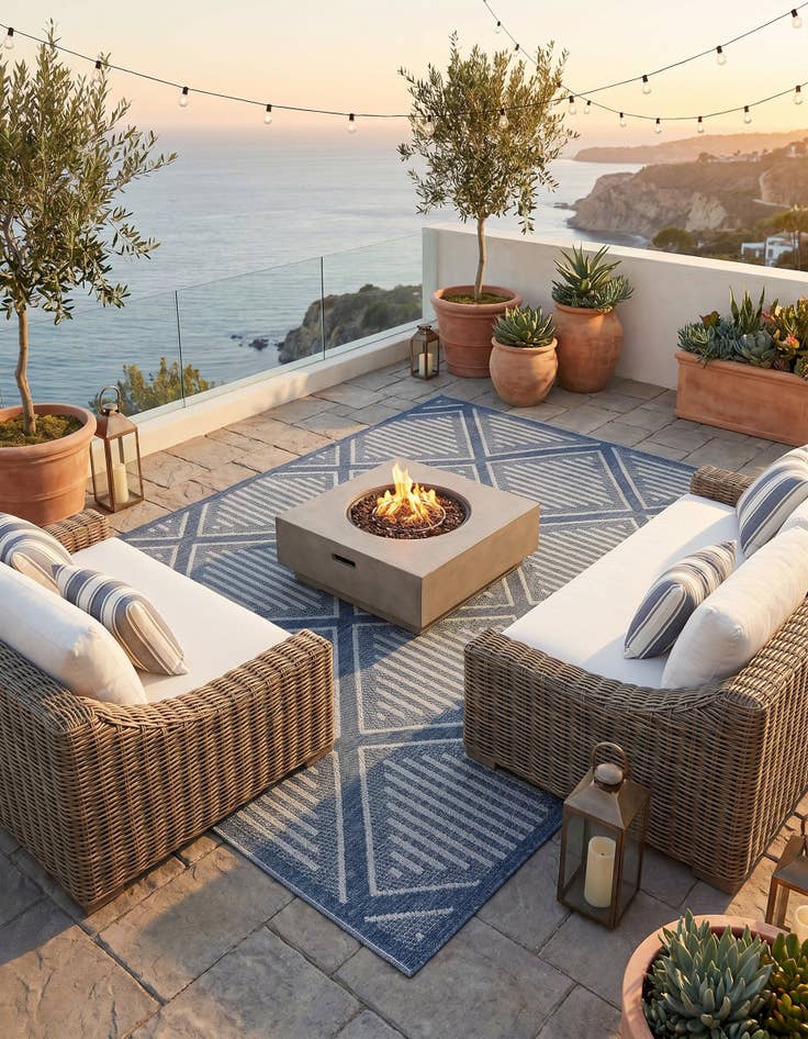 Detail image of 7' 10 x 10' Easy-Clean Trellis Indoor / Outdoor Rug