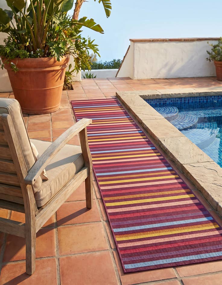 Detail image of 2' x 8' Easy-Clean Ribbon Indoor / Outdoor Runner Rug