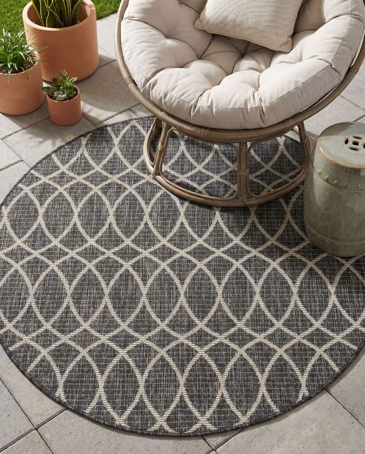 4' x 4' Easy-Clean Trellis Indoor / Outdoor Round Rug