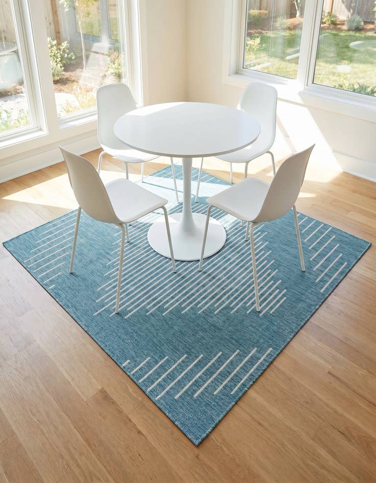 Detail image of 5' 3 x 5' 3 Easy-Clean Modern Indoor / Outdoor Square Rug