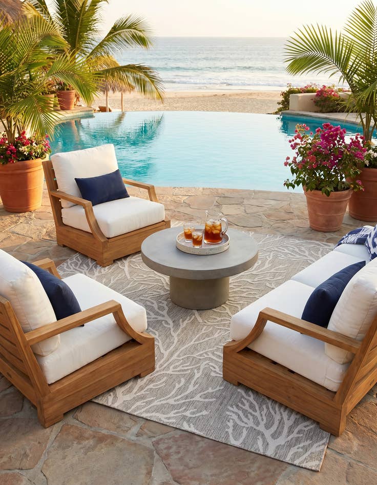 Detail image of 10' x 10' Easy-Clean Coastal Indoor / Outdoor Square Rug