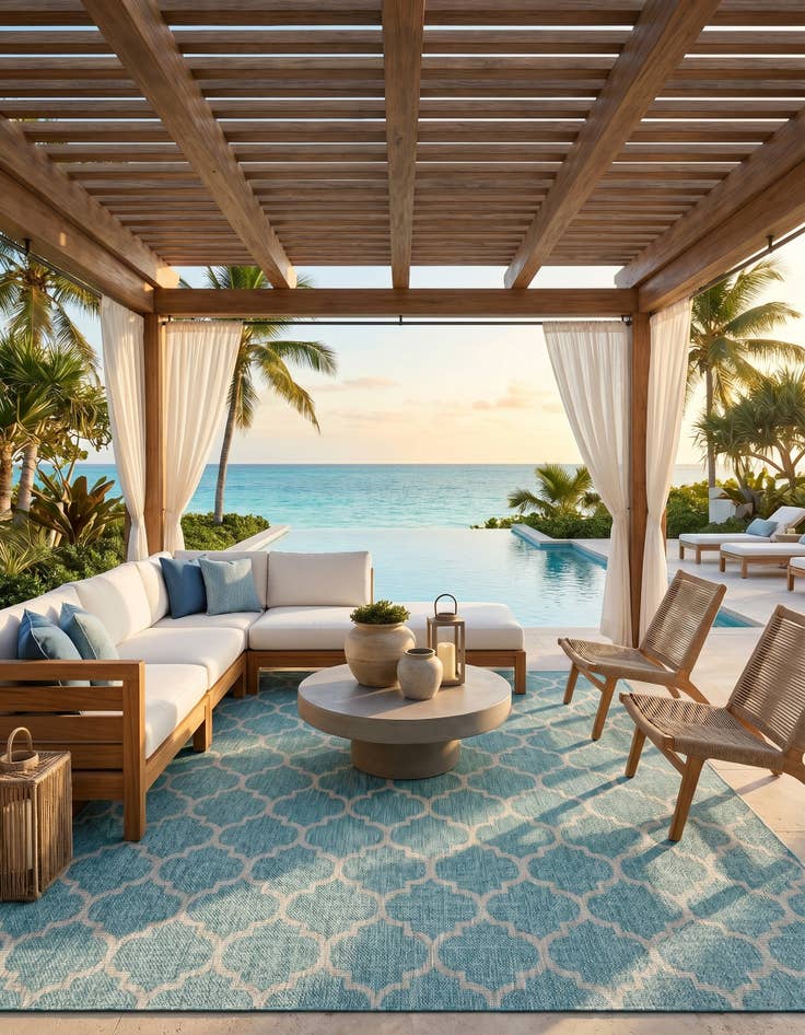 Detail image of 10' 8 x 10' 8 Easy-Clean Trellis Indoor / Outdoor Square Rug