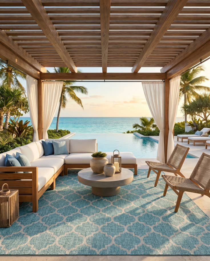 Detail image of 10' 8 x 10' 8 Easy-Clean Lattice Indoor / Outdoor Square Rug