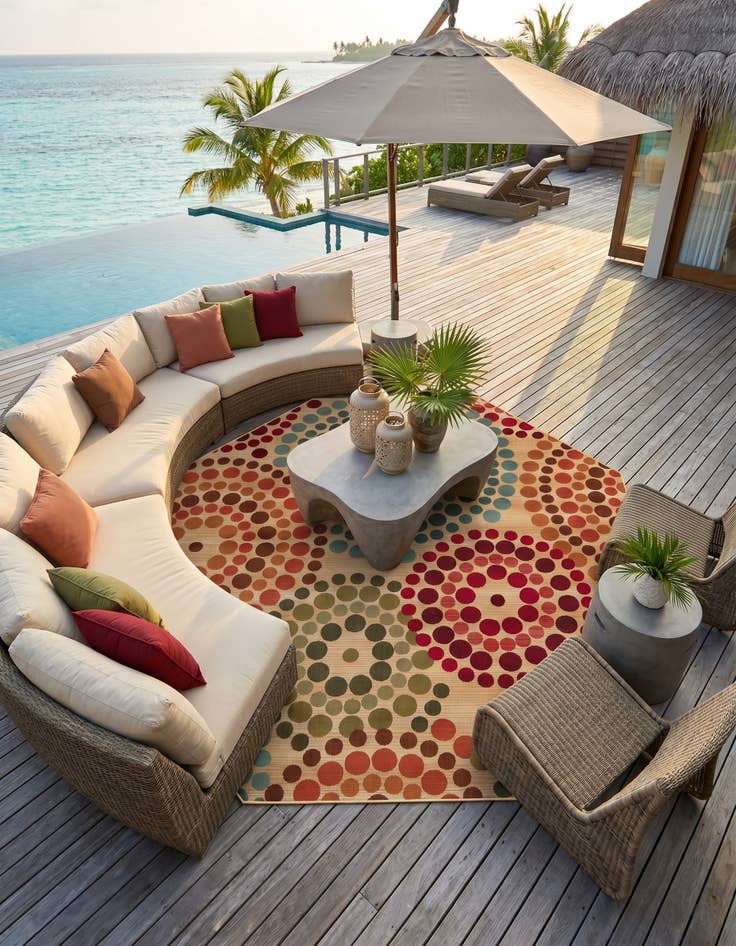 Detail image of 7' 10 x 7' 10 Easy-Clean Modern Indoor / Outdoor Octagon Rug