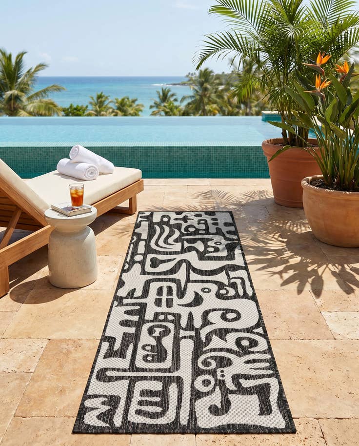 Detail image of 2' x 6' Easy-Clean Modern Indoor / Outdoor Runner Rug