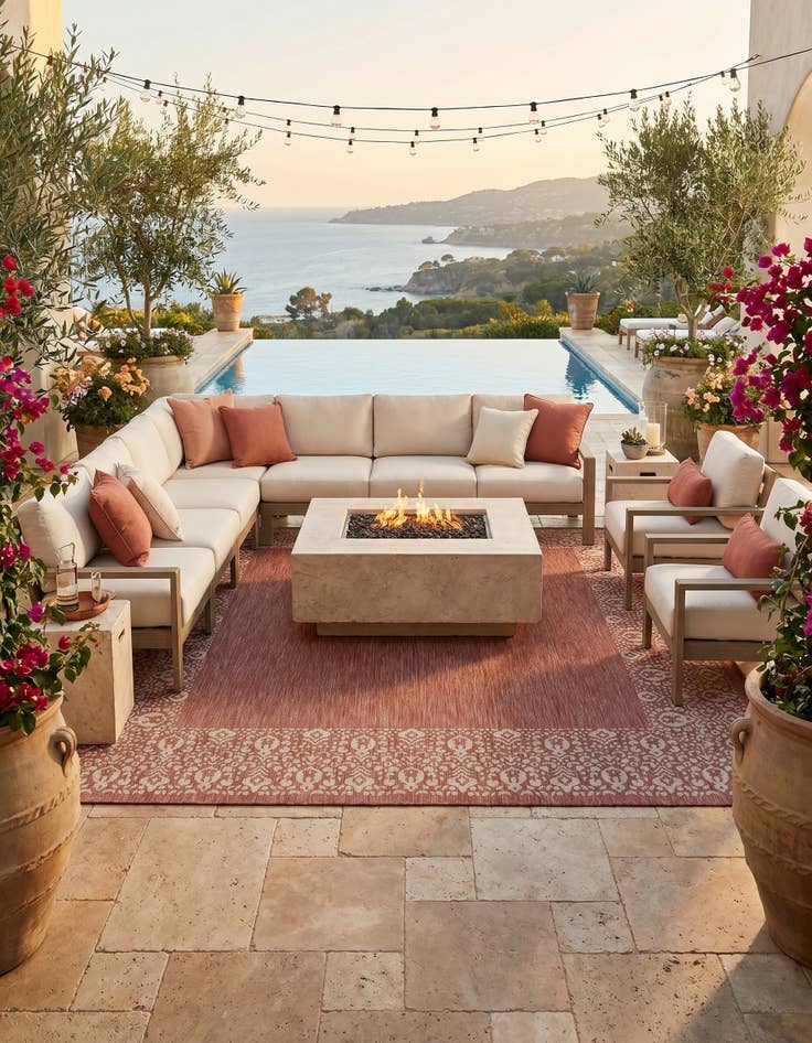 Detail image of 10' 8 x 10' 8 Easy-Clean Border Indoor / Outdoor Square Rug