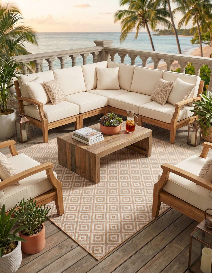 Detail image of 7' 10 x 7' 10 Easy-Clean Jill Zarin Costa Rica Indoor / Outdoor Square Rug